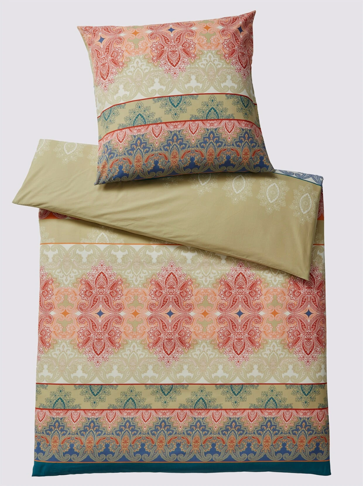 Heine Home Bettwäsche In Pistazie-koralle-gemustert 2 Heine Home Bettwäsche In Pistazie-koralle-gemustert – Bild 2