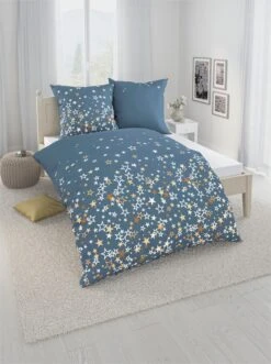 Bierbaum Bettwäsche In Taubenblau-bedruckt