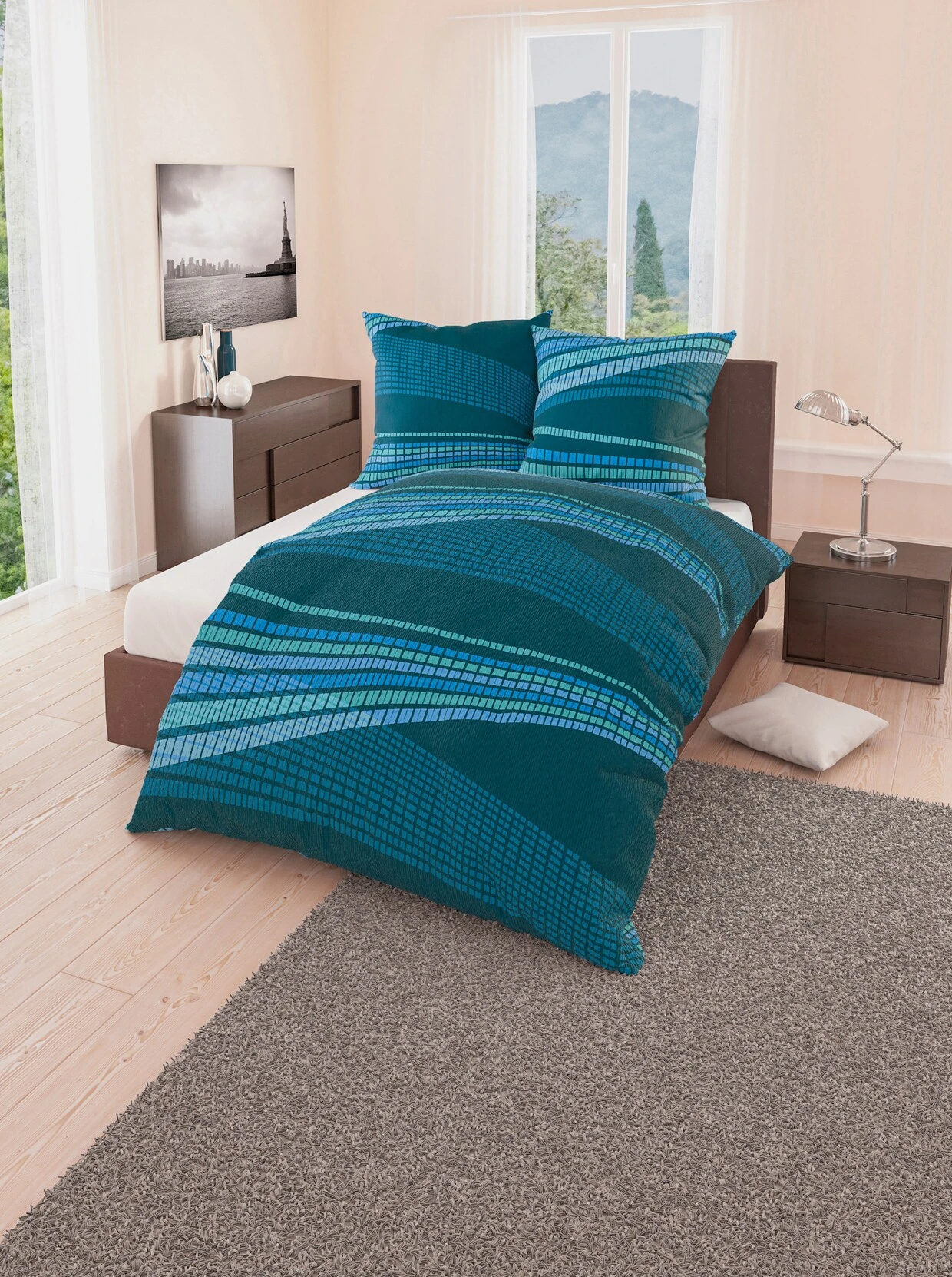 Biberna Bettwäsche In Petrol-mint 1 Biberna Bettwäsche In Petrol-mint