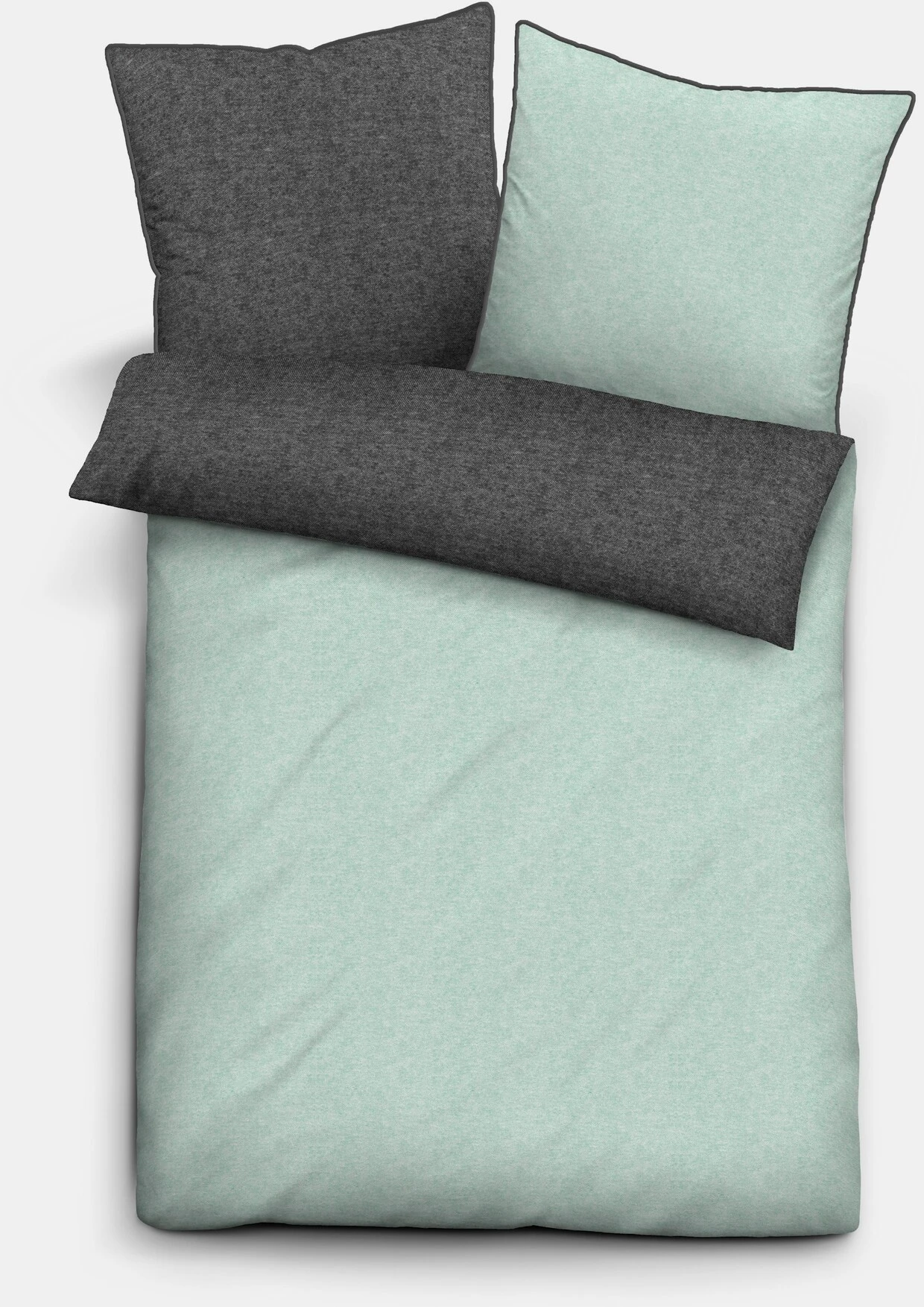 Biberna Bettwäsche In Mint-anthrazit 1 Biberna Bettwäsche In Mint-anthrazit