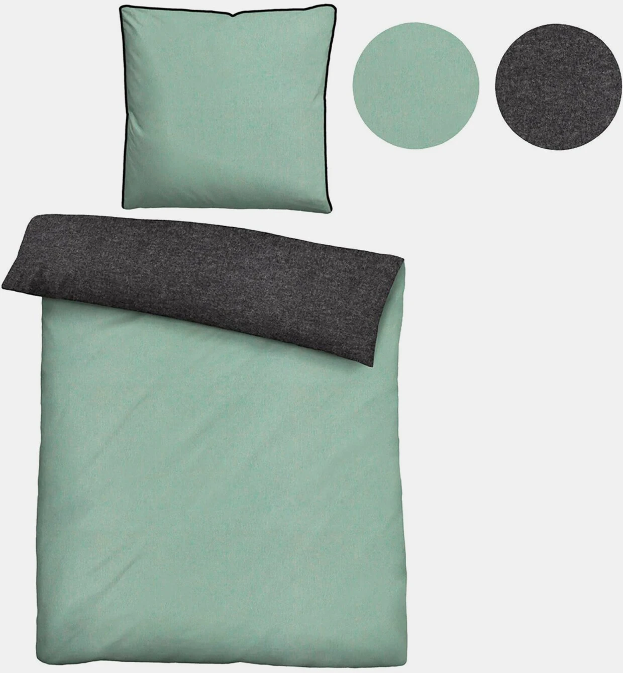 Biberna Bettwäsche In Mint-anthrazit 5 Biberna Bettwäsche In Mint-anthrazit – Bild 5